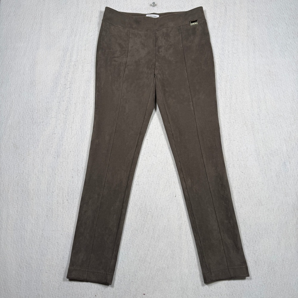 Calvin Klein Womens Faux Suede Pull On Pants Tan Brown M7VKD211 Size Medium